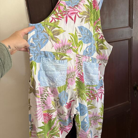 FAITH by Celia Forrester 90s Vintage Pastel Floral Beaded Ankle Length Overalls - Picture 3 of 9